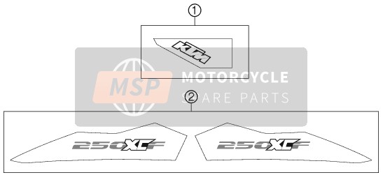 KTM 250 XC-F USA 2011 Sticker voor een 2011 KTM 250 XC-F USA