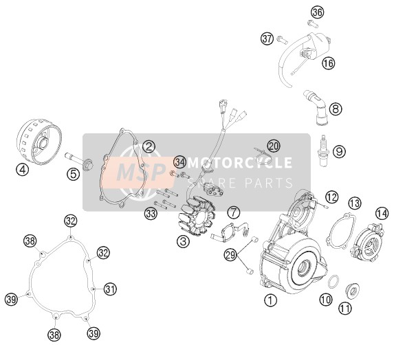 KTM 250 XC-F USA 2011 Ontbrandingssysteem voor een 2011 KTM 250 XC-F USA