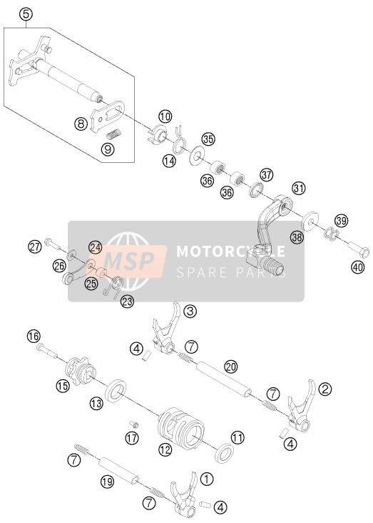 KTM 250 XC-F USA 2011 Meccanismo di cambio per un 2011 KTM 250 XC-F USA