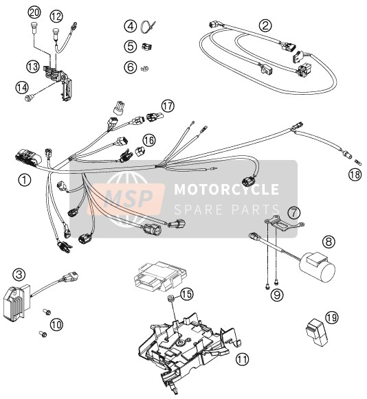 KTM 250 XC-F USA 2011 Wiring Harness for a 2011 KTM 250 XC-F USA