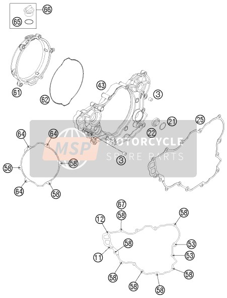 KTM 250 XC-F USA 2012 Koppelingsdeksel voor een 2012 KTM 250 XC-F USA