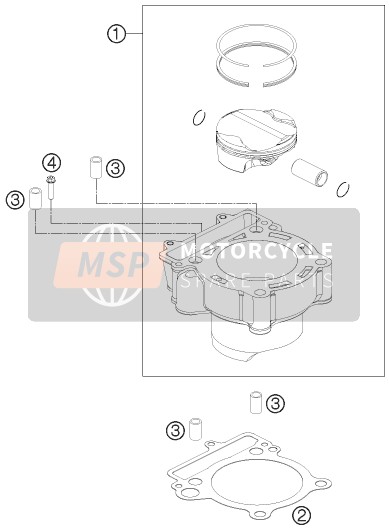 KTM 250 XC-F USA 2012 Cilindro para un 2012 KTM 250 XC-F USA