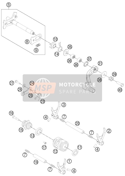 KTM 250 XC-F USA 2012 Shifting Mechanism for a 2012 KTM 250 XC-F USA