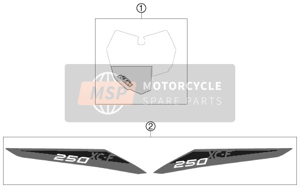 KTM 250 XC-F USA 2013 Sticker voor een 2013 KTM 250 XC-F USA