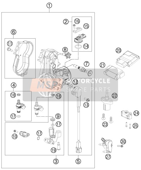 KTM 250 XC-F USA 2013 Gasklephuis voor een 2013 KTM 250 XC-F USA