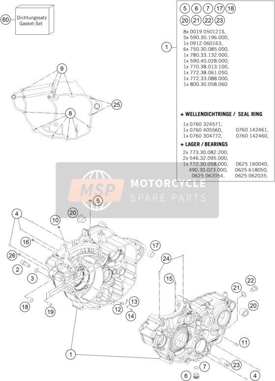 KTM 250 XC-F USA 2014 Cassa del motore per un 2014 KTM 250 XC-F USA