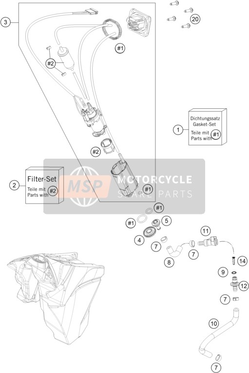 KTM 250 XC-F USA 2014 Benzine pomp voor een 2014 KTM 250 XC-F USA