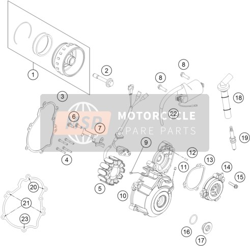 KTM 250 XC-F USA 2014 Ontbrandingssysteem voor een 2014 KTM 250 XC-F USA