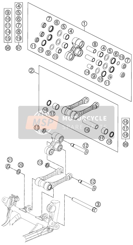 KTM 250 XC-F USA 2014 Enlace de palanca profesional para un 2014 KTM 250 XC-F USA