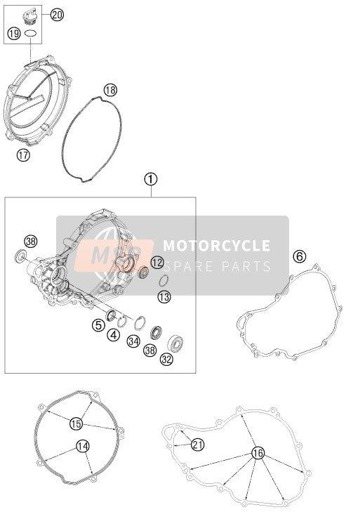 KTM 250 XC-F USA 2015 Koppelingsdeksel voor een 2015 KTM 250 XC-F USA