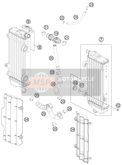 KTM 250 XC-F USA 2015 Sistema de refrigeración para un 2015 KTM 250 XC-F USA