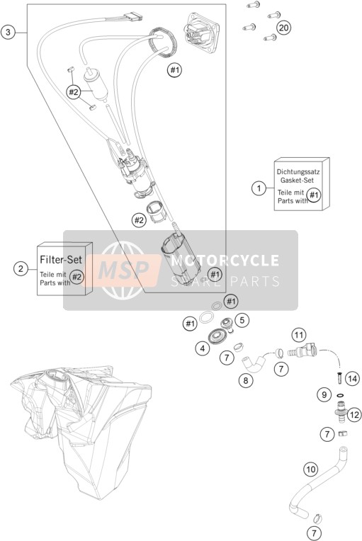 KTM 250 XC-F USA 2015 Pompe à carburant pour un 2015 KTM 250 XC-F USA