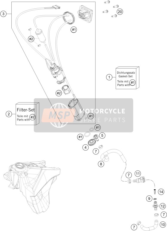 KTM 250 XC-F USA 2016 Benzine pomp voor een 2016 KTM 250 XC-F USA