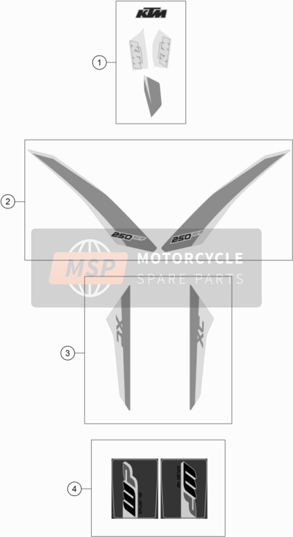 79008055009, Decal Kit Spoiler 250 XC-F ´17, KTM, 0