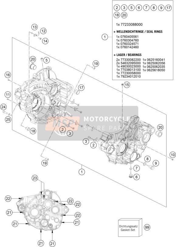 KTM 250 XC-F USA 2018 Caja del motor para un 2018 KTM 250 XC-F USA