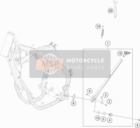 KTM 250 XC-F USA 2018 SEITENSTÄNDER/STÄNDER MITTE für ein 2018 KTM 250 XC-F USA