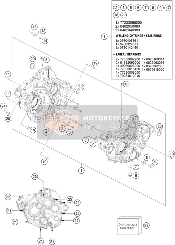 KTM 250 XC-F USA 2019 Cassa del motore per un 2019 KTM 250 XC-F USA