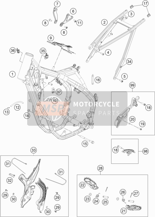 KTM 250 XC-F USA 2019 Frame for a 2019 KTM 250 XC-F USA