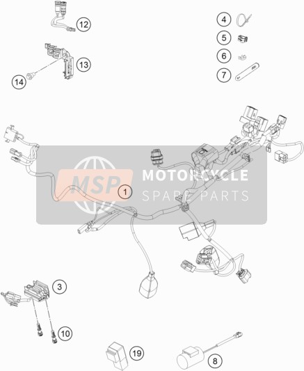 KTM 250 XC-F USA 2019 Wiring Harness for a 2019 KTM 250 XC-F USA