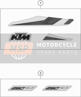 KTM 250 XC-F USA 2020 Aufkleber für ein 2020 KTM 250 XC-F USA