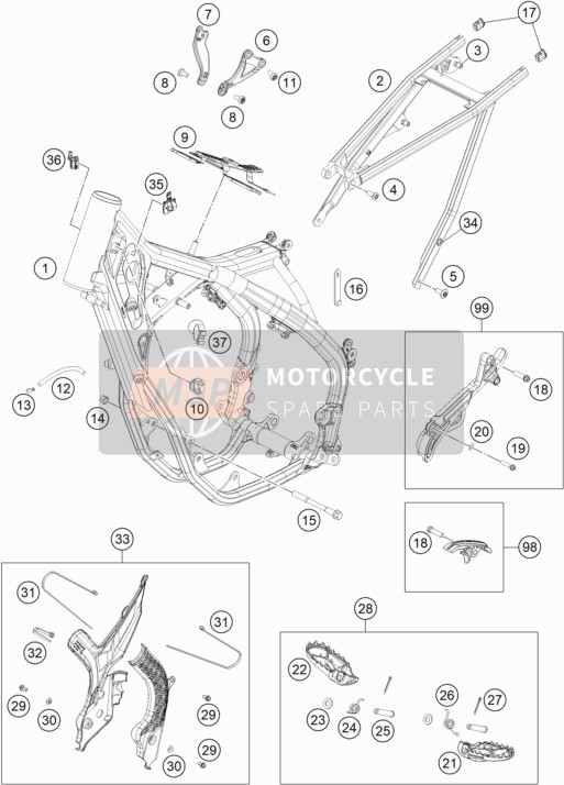 KTM 250 XC-F USA 2020 Frame voor een 2020 KTM 250 XC-F USA