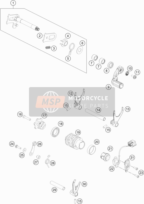 KTM 250 XC-F USA 2020 Mécanisme de changement de vitesse pour un 2020 KTM 250 XC-F USA