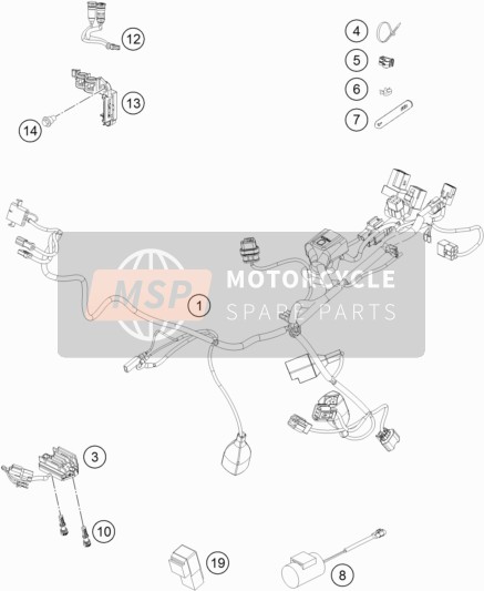 KTM 250 XC-F USA 2020 Arnés de cableado para un 2020 KTM 250 XC-F USA