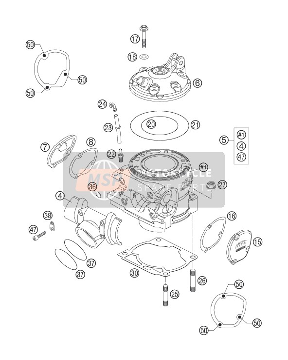 KTM 250 XC-W USA 2006 Cylinder, Cylinder Head for a 2006 KTM 250 XC-W USA