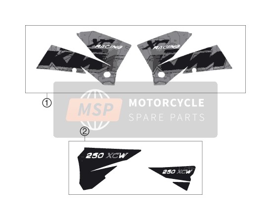 KTM 250 XC-W USA 2006 Decal for a 2006 KTM 250 XC-W USA