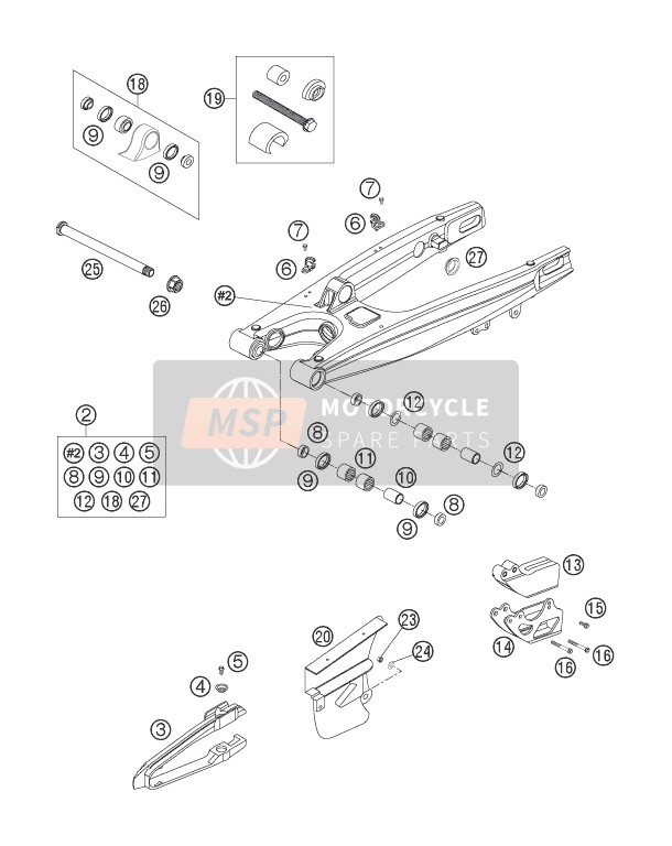 KTM 250 XC-W USA 2006 Brazo oscilante para un 2006 KTM 250 XC-W USA