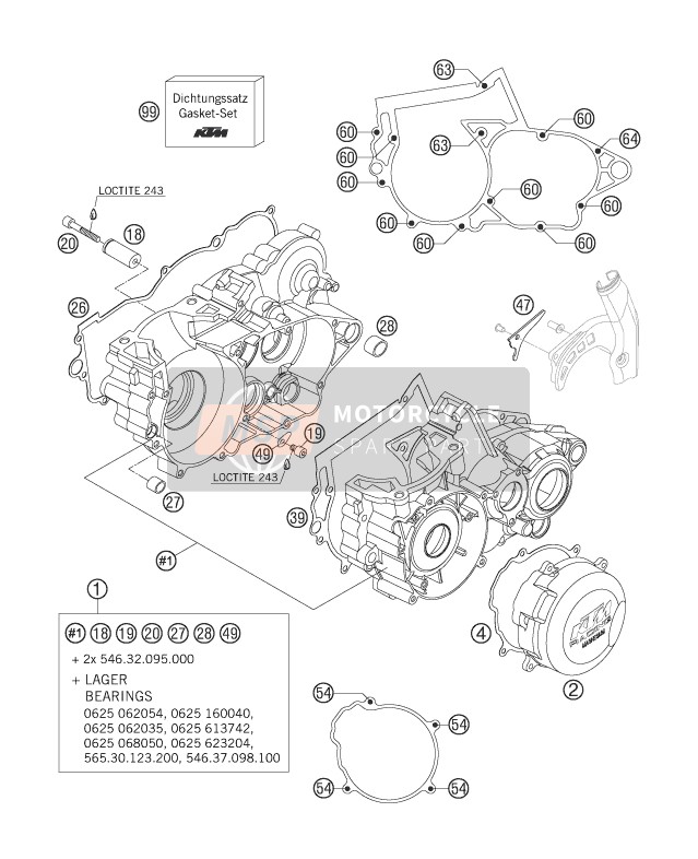 KTM 250 XC-W USA 2007 Engine Case for a 2007 KTM 250 XC-W USA