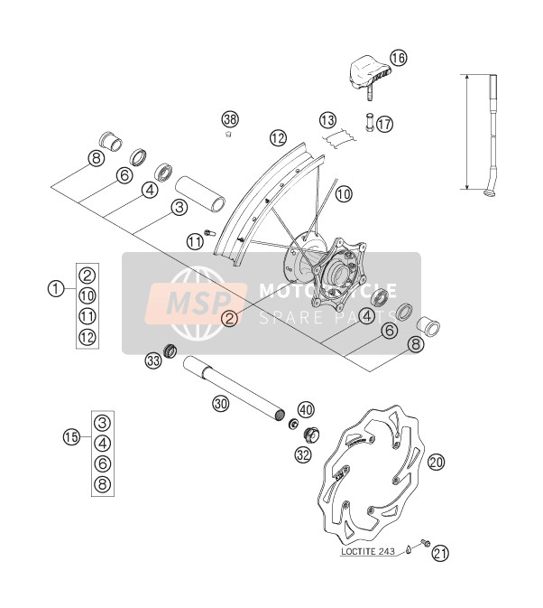 KTM 250 XC-W USA 2007 Front Wheel for a 2007 KTM 250 XC-W USA