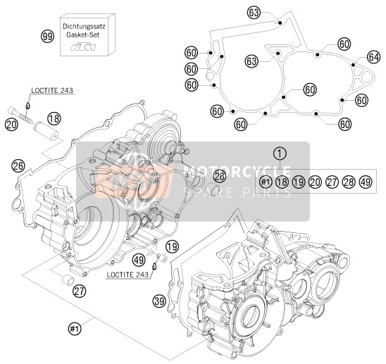 KTM 250 XC-W USA 2008 Engine Case for a 2008 KTM 250 XC-W USA