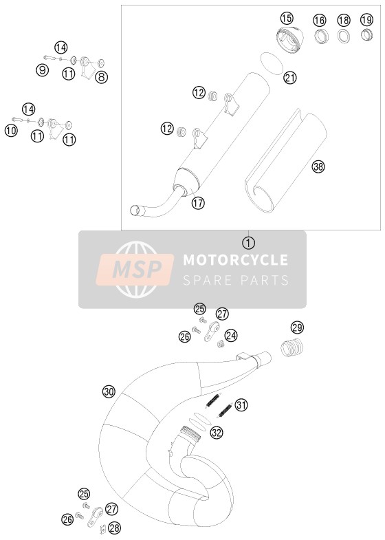 KTM 250 XC-W USA 2010 Exhaust System for a 2010 KTM 250 XC-W USA