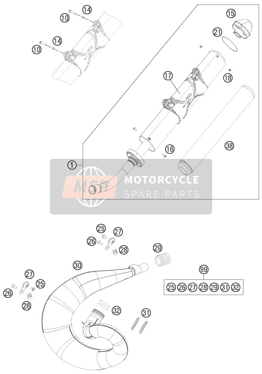 KTM 250 XC-W USA 2011 Sistema de escape para un 2011 KTM 250 XC-W USA