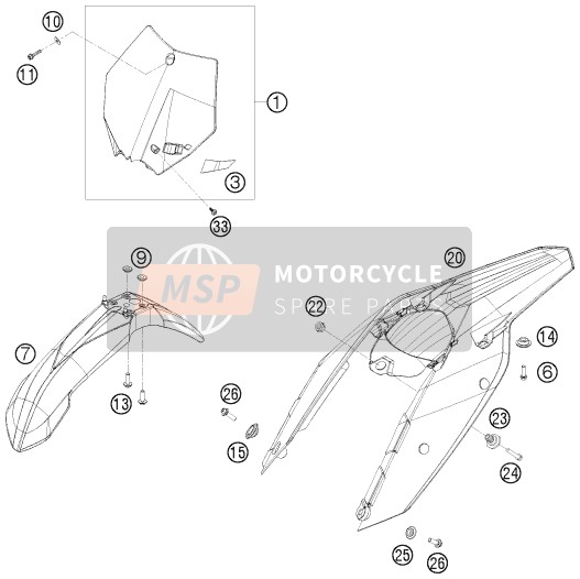 KTM 250 XC-W USA 2011 Máscara, Guardabarros para un 2011 KTM 250 XC-W USA