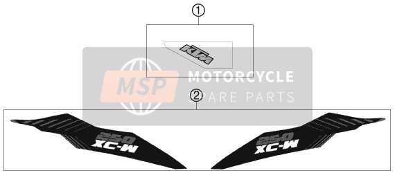 KTM 250 XC-W USA 2012 Calcomanía para un 2012 KTM 250 XC-W USA