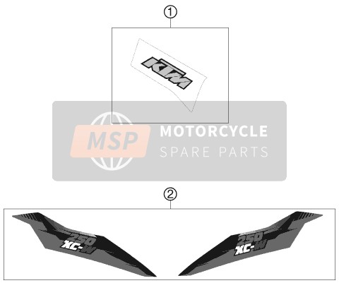 KTM 250 XC-W USA 2013 Decalcomania per un 2013 KTM 250 XC-W USA