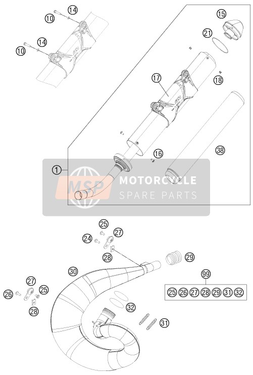 KTM 250 XC-W USA 2013 Système d'échappement pour un 2013 KTM 250 XC-W USA