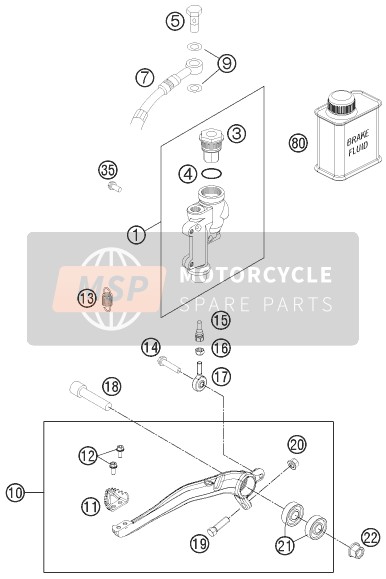 KTM 250 XC-W USA 2015 Control de freno trasero para un 2015 KTM 250 XC-W USA