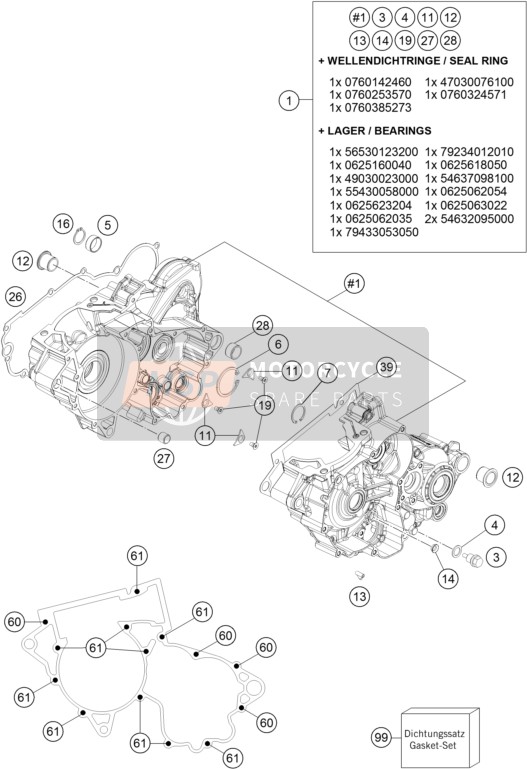 KTM 250 XC-W USA 2017 Cassa del motore per un 2017 KTM 250 XC-W USA