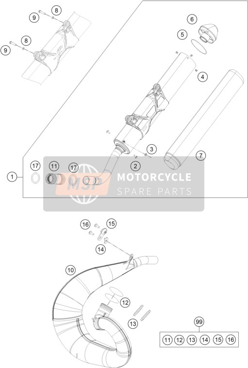 KTM 250 XC-W TPI USA 2018 Sistema de escape para un 2018 KTM 250 XC-W TPI USA