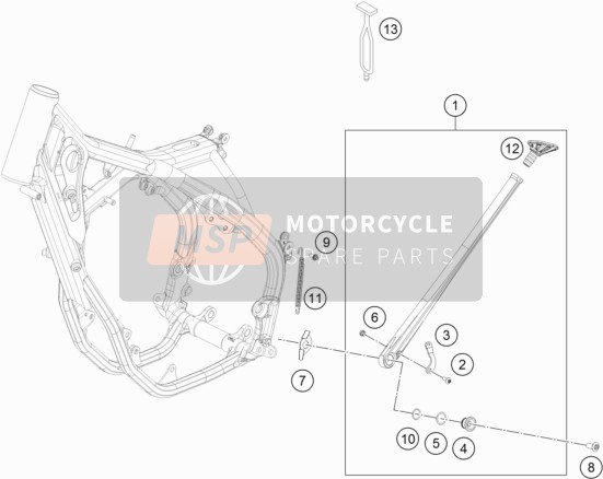 KTM 250 XC-W TPI USA 2018 Kant / Middenbok voor een 2018 KTM 250 XC-W TPI USA