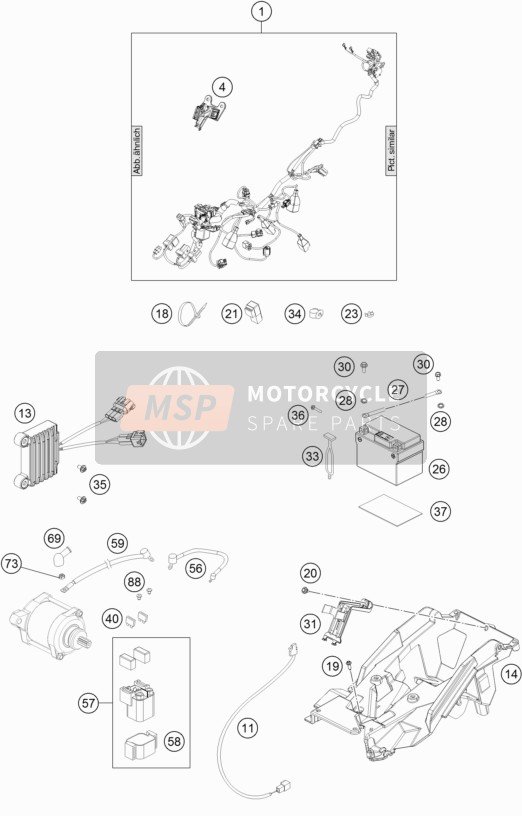 KTM 250 XC-W TPI USA 2018 Wiring Harness for a 2018 KTM 250 XC-W TPI USA