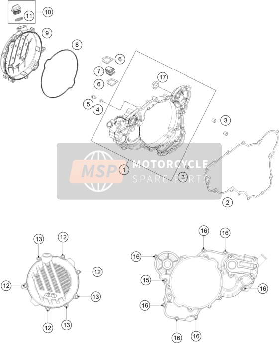 KTM 250 XC-W TPI USA 2019 Koppelingsdeksel voor een 2019 KTM 250 XC-W TPI USA