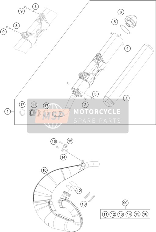 KTM 250 XC-W TPI USA 2019 Système d'échappement pour un 2019 KTM 250 XC-W TPI USA