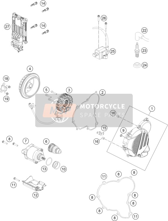 KTM 250 XC-W TPI USA 2019 Ontbrandingssysteem voor een 2019 KTM 250 XC-W TPI USA