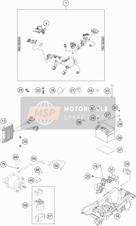 KTM 250 XC-W TPI USA 2020 Wiring Harness for a 2020 KTM 250 XC-W TPI USA