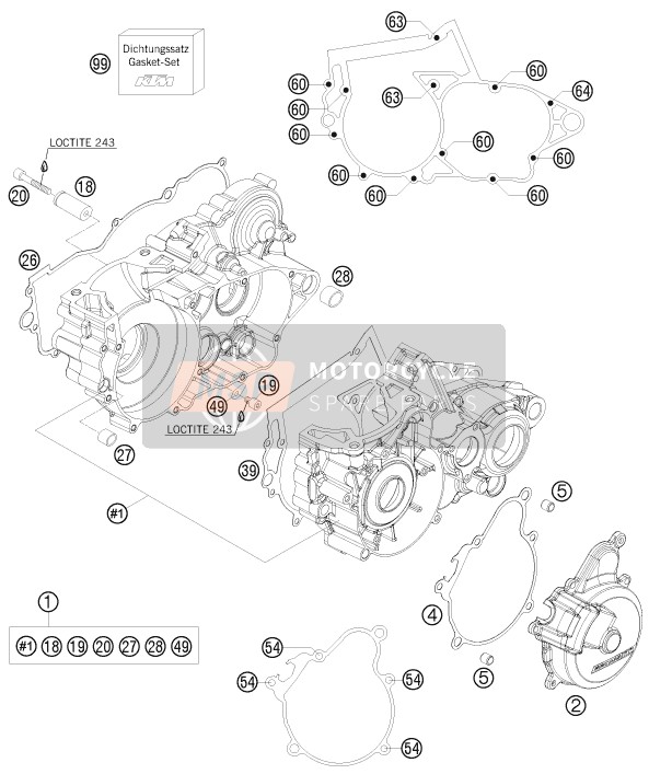 KTM 250 XC USA 2008 Engine Case for a 2008 KTM 250 XC USA