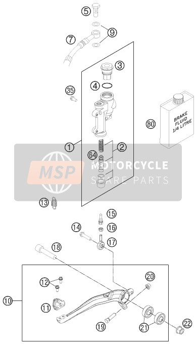 KTM 250 XC EU, US 2011 Rear Brake Control for a 2011 KTM 250 XC EU, US